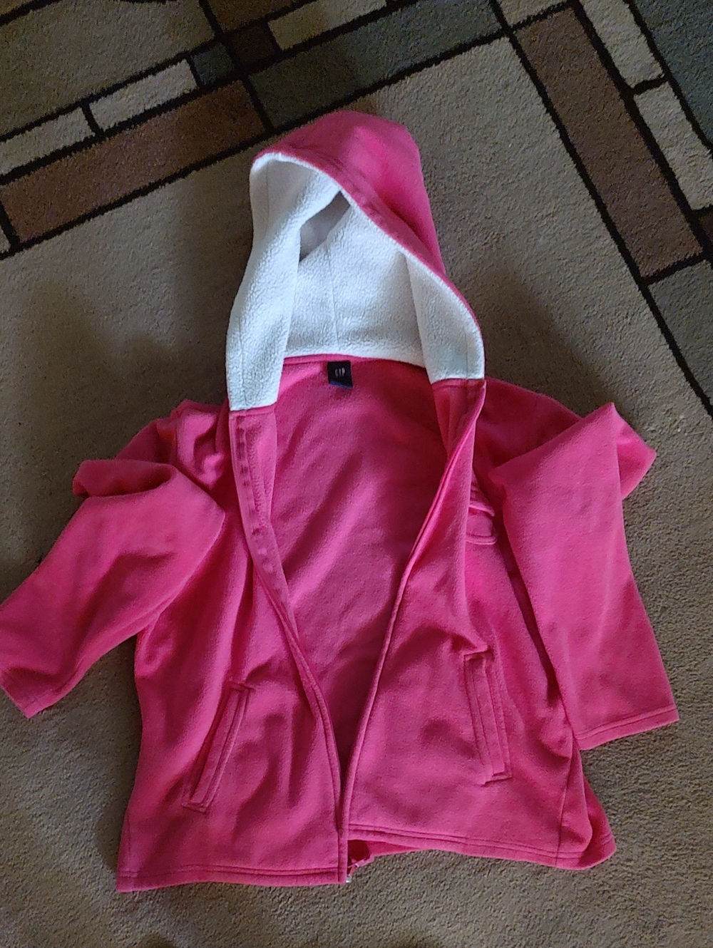GAP Pink Hooded Sherpa-Lined Fleece Jacket